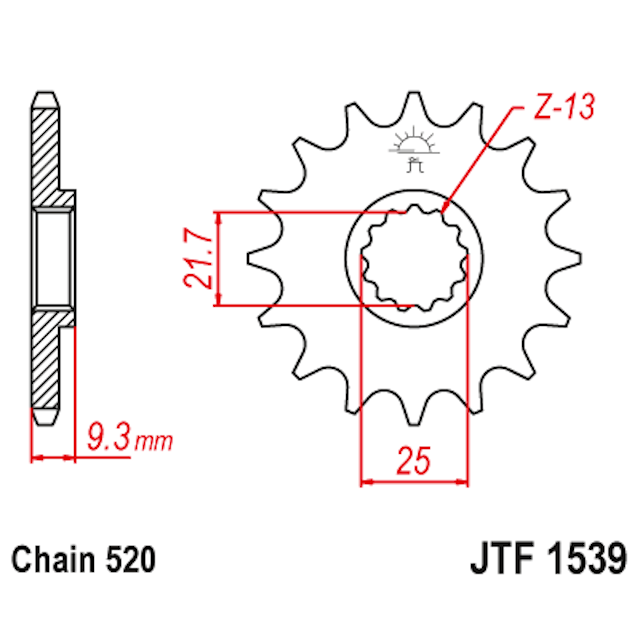 Piñon de Acero 14 Dientes JTF1539 JT Sprockets JTF1539.14