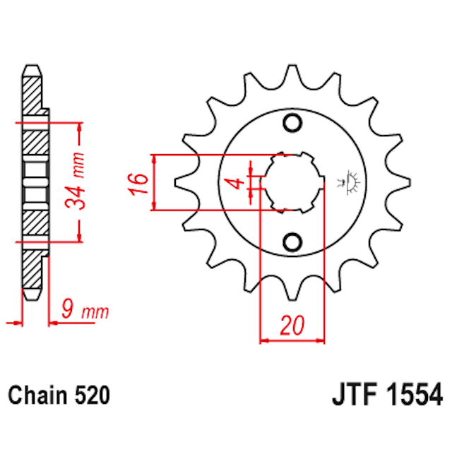 Piñon de Acero 12 Dientes JTF1554 JT Sprockets JTF1554.12