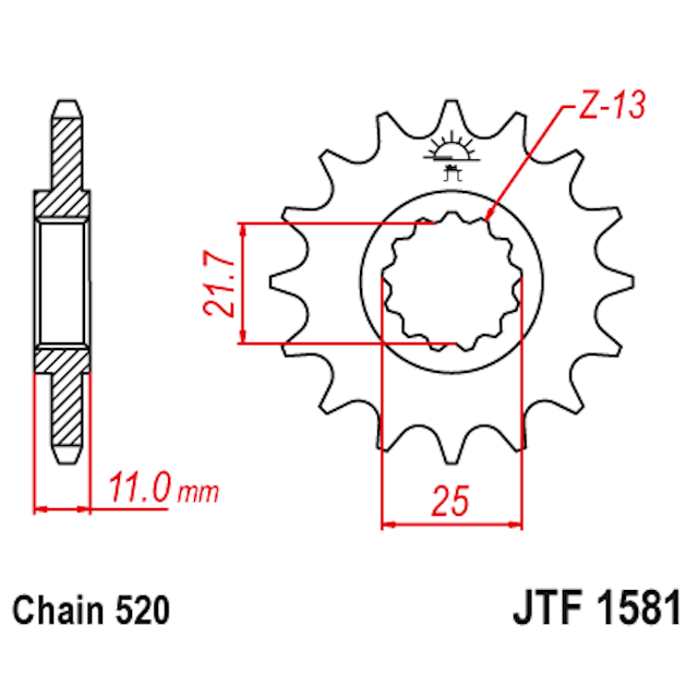 Piñon de Acero 14 Dientes JTF1581 JT Sprockets JTF1581.14