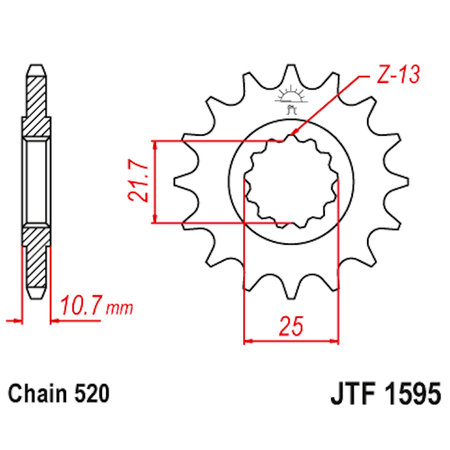 Piñon de Acero 16 Dientes JTF1595 JT Sprockets JTF1595.16