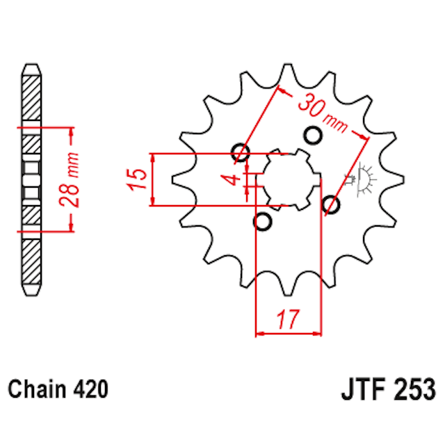 Honda NSR 50 / CRM 50 JT253 steel sprocket