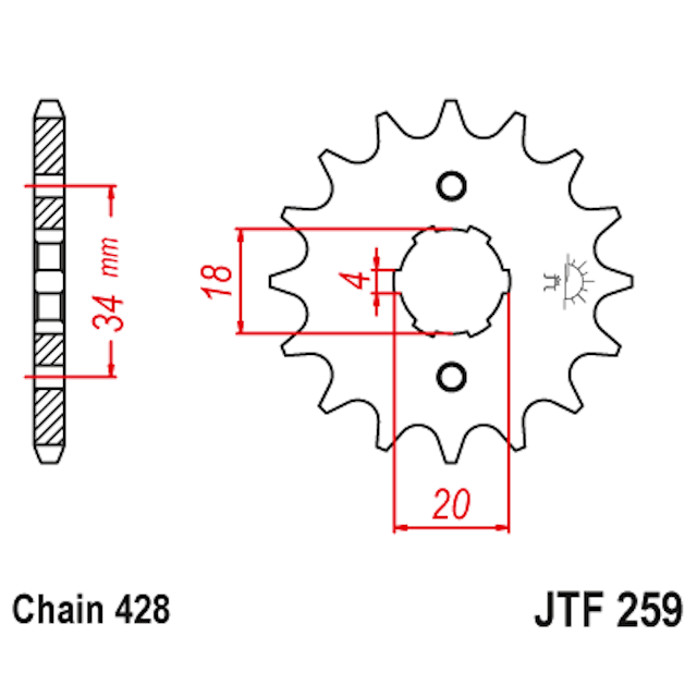 Piñon de Acero 17 Dientes JTF259 JT Sprockets JTF259.17