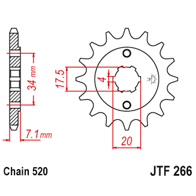 Piñon de Acero 14 Dientes JTF266 JT Sprockets JTF266.14