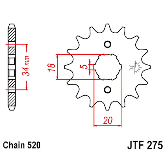 Piñon de Acero 15 Dientes JTF275 JT Sprockets JTF275.15