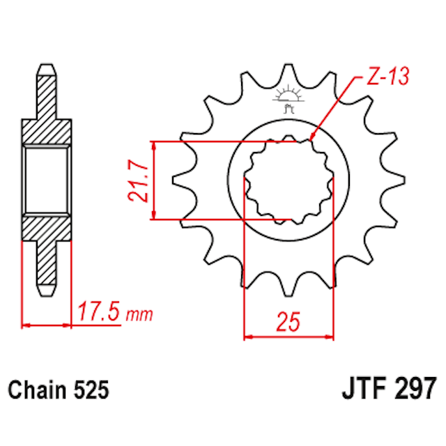 Piñon de Acero 15 Dientes JTF297 JT Sprockets JTF297.15