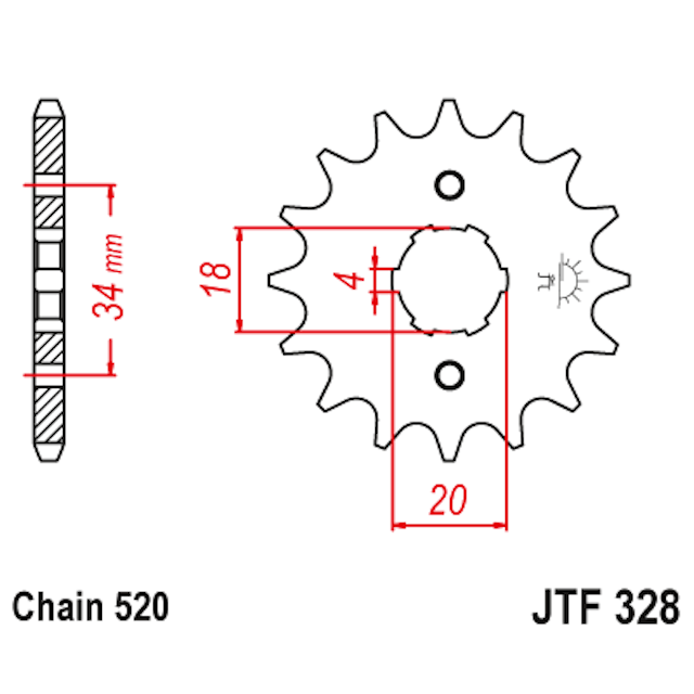 Piñon de Acero 14 Dientes JTF328 JT Sprockets JTF328.14