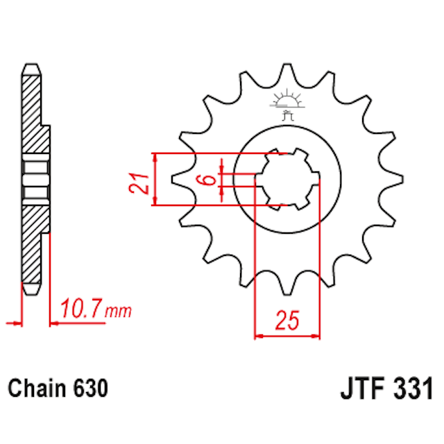 Piñon de Acero 15 Dientes JTF331 JT Sprockets JTF331.15