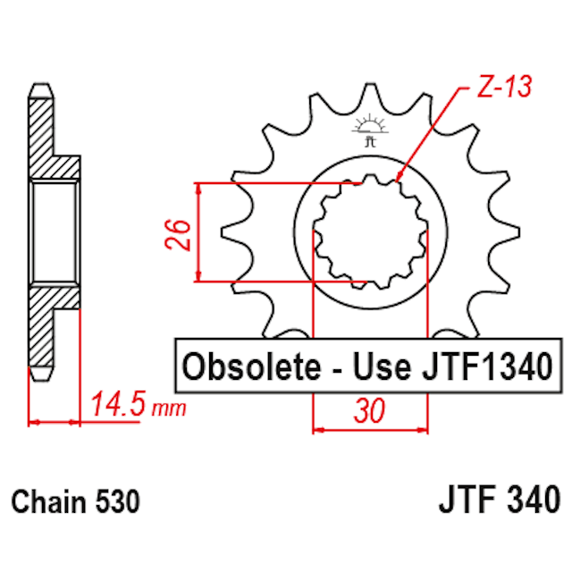 Piñon de Acero 18 Dientes JTF340 JT Sprockets JTF340.18