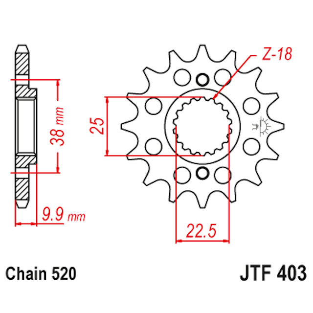 Piñon de Acero 14 Dientes JTF403 JT Sprockets JTF403.14