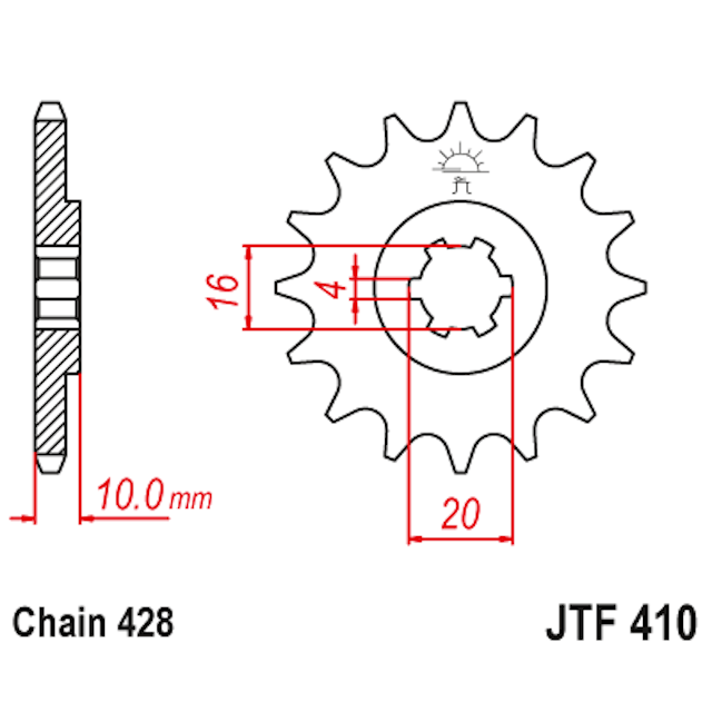 Piñon de Acero 14 Dientes JTF410 JT Sprockets JTF410.14