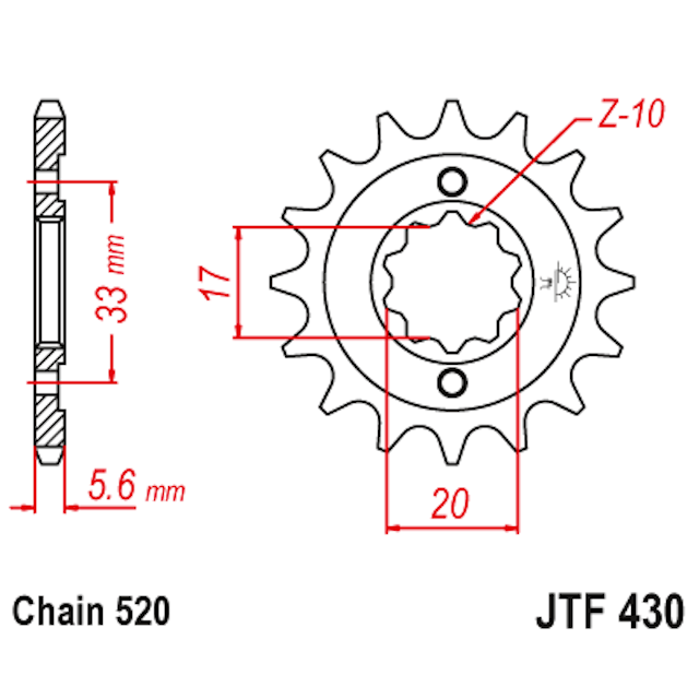 Piñon de acero Kawasaki KXF 250 2004-05 / Suzuki RMZ 250 2004-06 Z-14 JT Sprockets JTF430.14