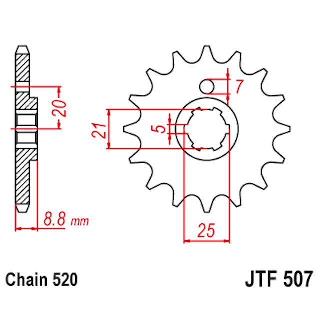 Piñon de Acero 15 Dientes JTF507 JT Sprockets JTF507.15