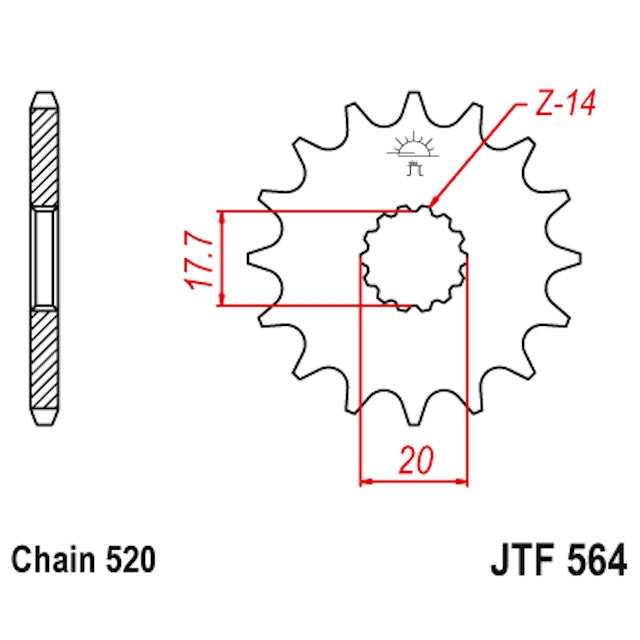 Piñon de acero Gas Gas EC 125 01-16 / Yamaha YZ 125 87-04 Z-13 JT Sprockets JTF564.13