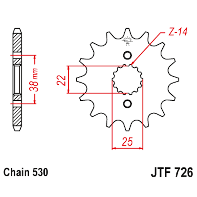 Piñon de Acero 15 Dientes JTF726 JT Sprockets JTF726.15
