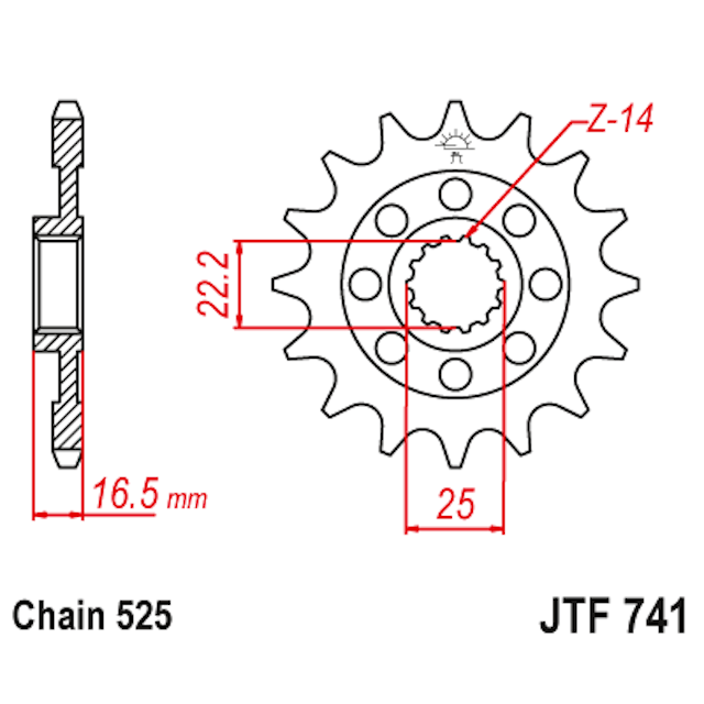 Piñon de Acero 15 Dientes JTF741 JT Sprockets JTF741.15