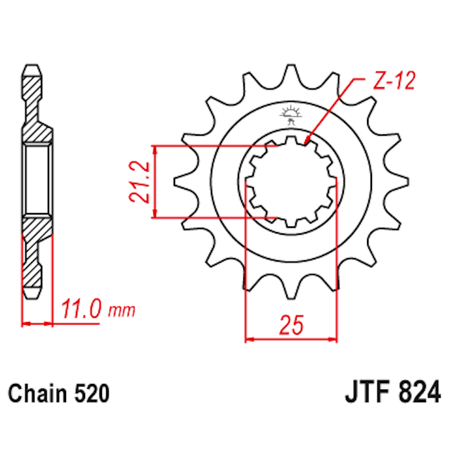 15 Tooth Steel Sprocket JTF824 JT Sprockets