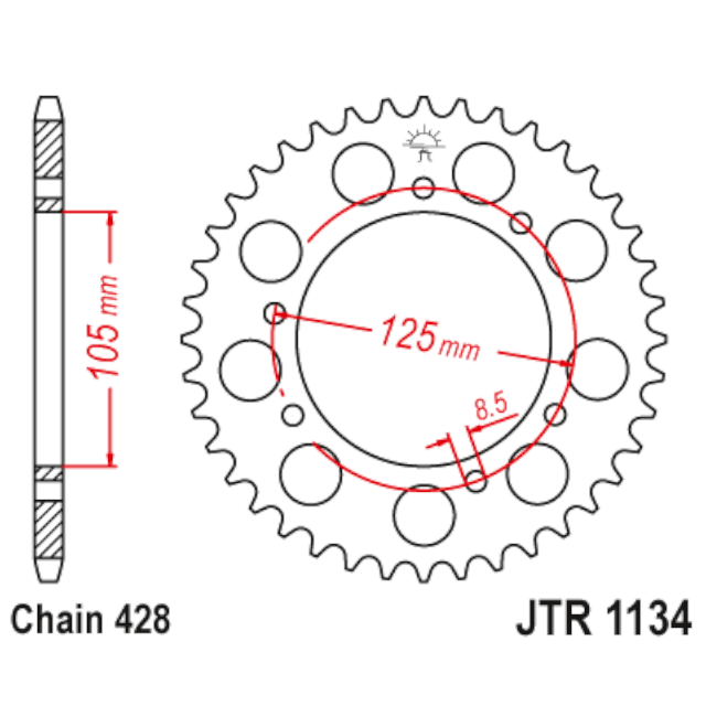 Corona Derbi Senda 125 Z-51 Acero JT Sprockets JTR1134.51