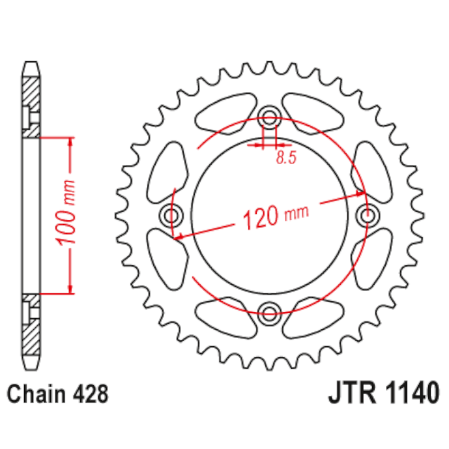Corona de Acero 56 Dientes JTR1140 JT Sprockets JTR1140.56