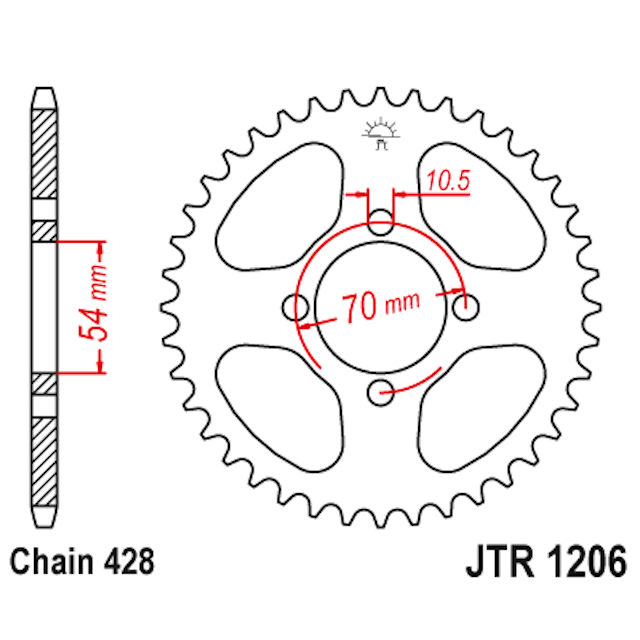Corona de Acero 42 Dientes JTR1206 JT Sprockets JTR1206.42