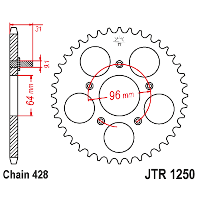 Corona de Acero 48 Dientes JTR1250 JT Sprockets JTR1250.48