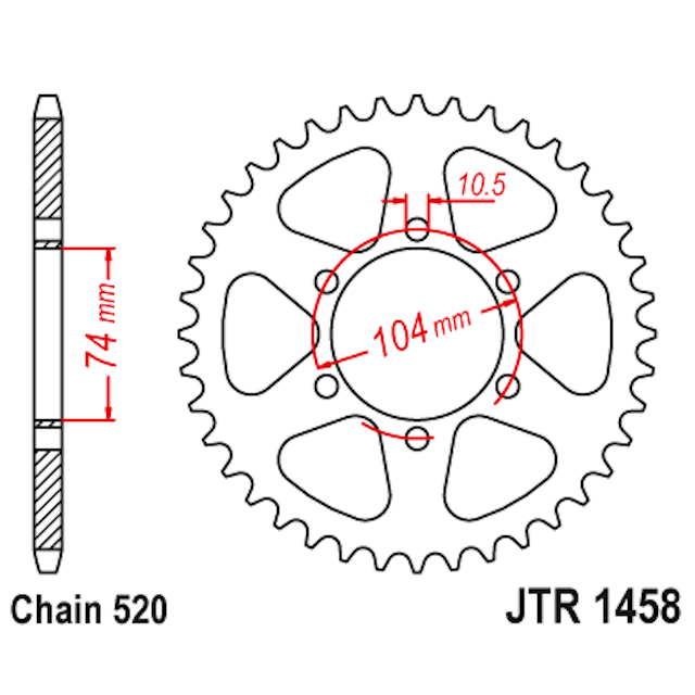 Corona de Acero 40 Dientes JTR1458 JT Sprockets JTR1458.40