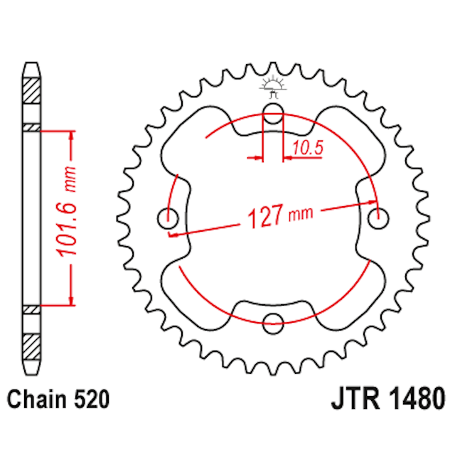 Corona de Acero 38 Dientes JTR1480 JT Sprockets JTR1480.38