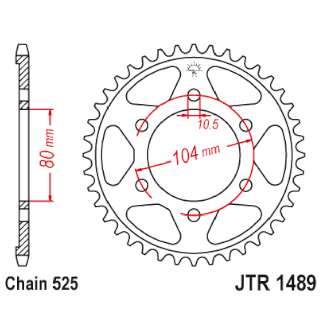 Corona de Acero 44 Dientes JTR1489 JT Sprockets JTR1489.44