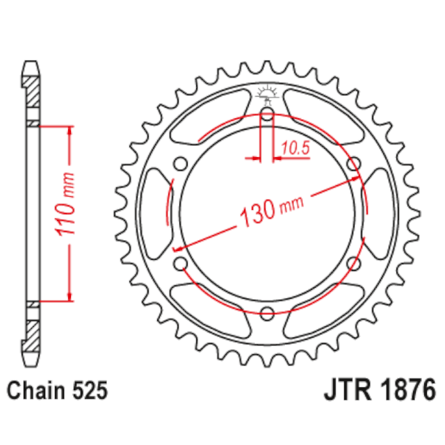 Corona de Acero 45 Dientes Zinc Negro JTR1876 JT Sprockets JTR1876.45ZBK