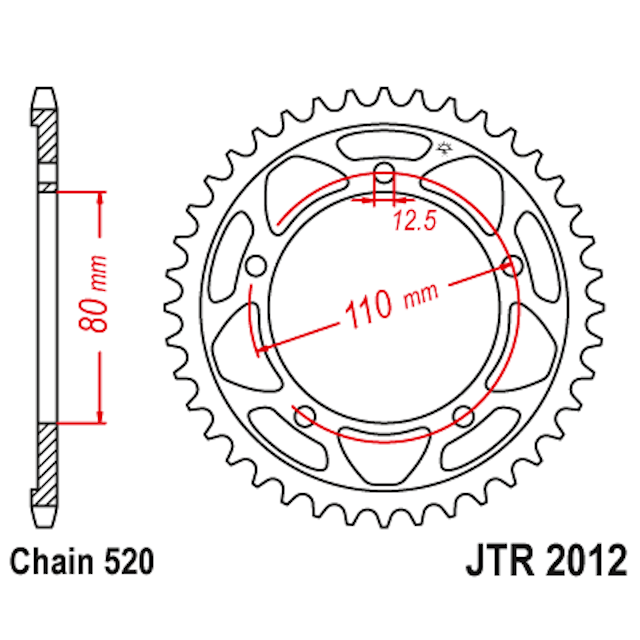 Corona de Acero 42 Dientes JTR2012 JT Sprockets JTR2012.42