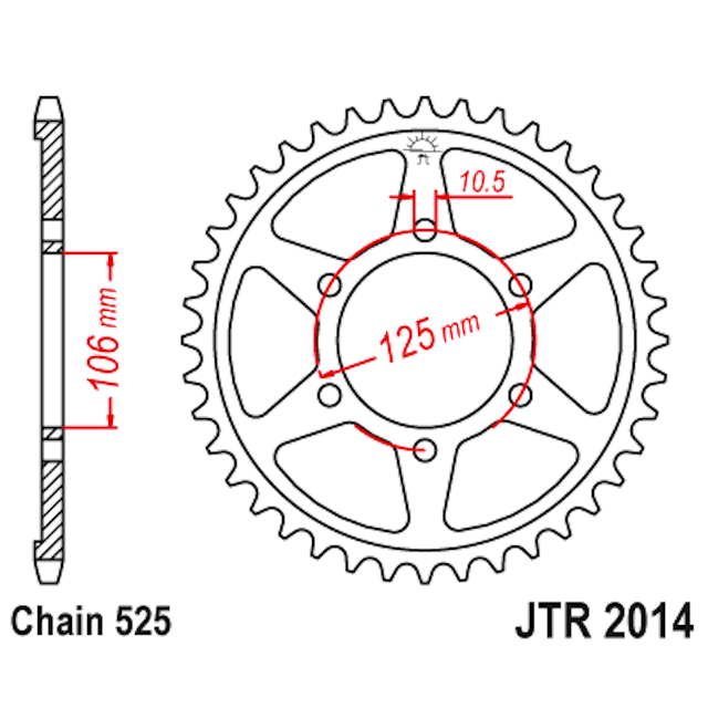 Corona de Acero 50 Dientes JTR2014 JT Sprockets JTR2014.50