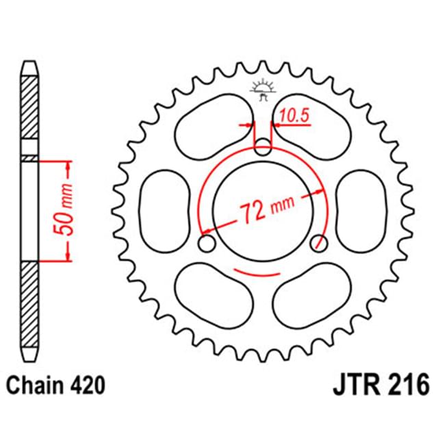 Corona JT 216 de acero con 36 dientes NSR 50 / NSR 75