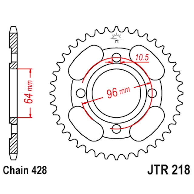 Corona de Acero 44 Dientes JTR218 JT Sprockets JTR218.44