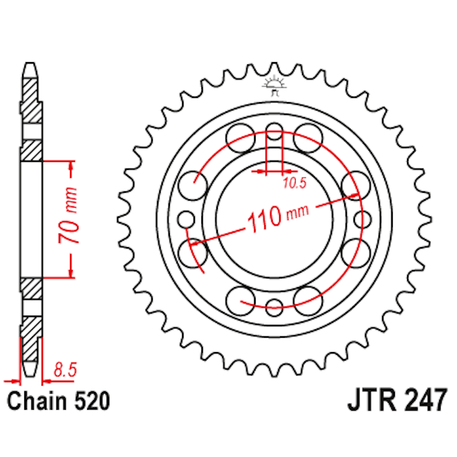 Corona de Acero 36 Dientes JTR247 JT Sprockets JTR247.36