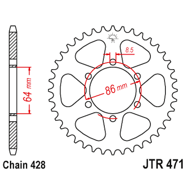 Corona de Acero 45 Dientes JTR471 JT Sprockets JTR471.45
