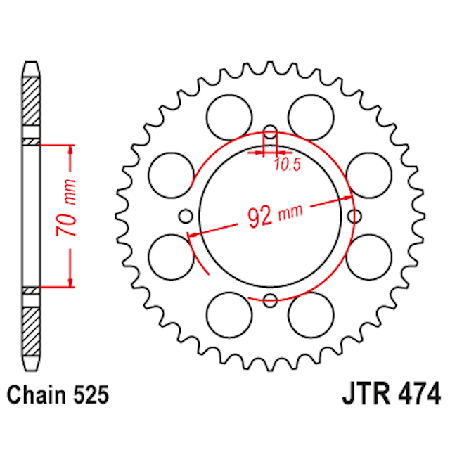 Corona de Acero 48 Dientes JTR474 JT Sprockets JTR474.48