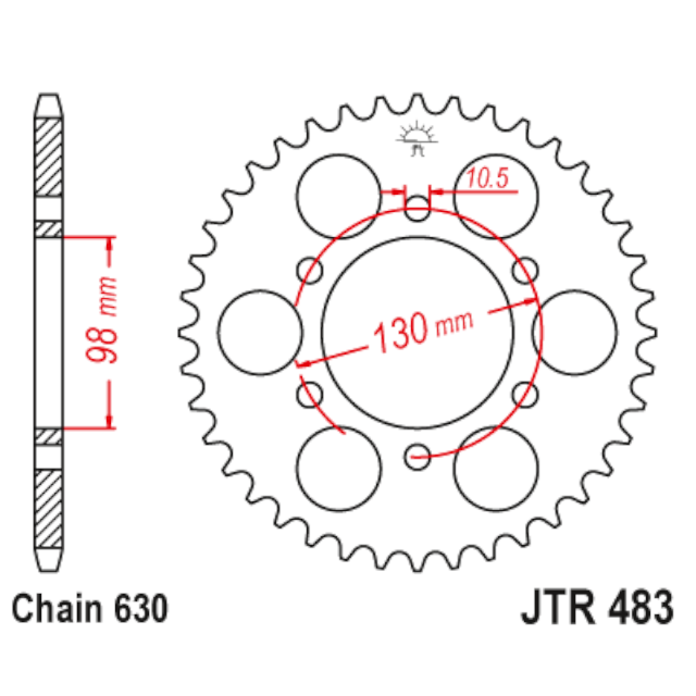 Corona de Acero 33 Dientes JTR483 JT Sprockets JTR483.33