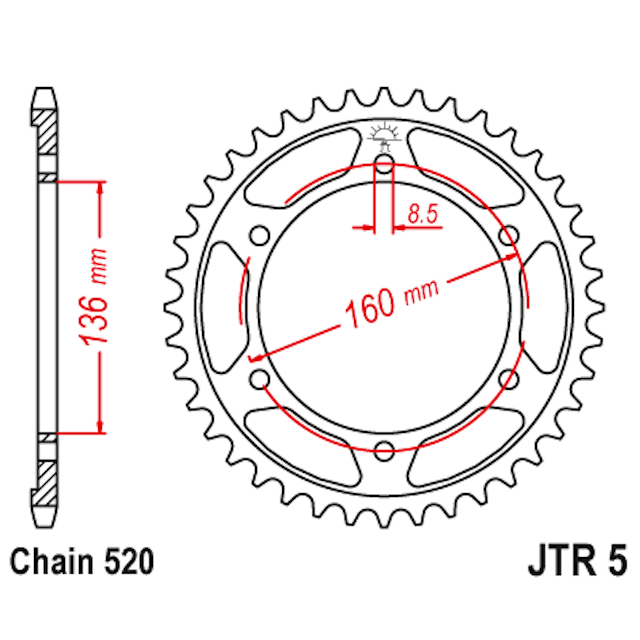 Corona de Acero 47 Dientes JTR5 JT Sprockets JTR5.47