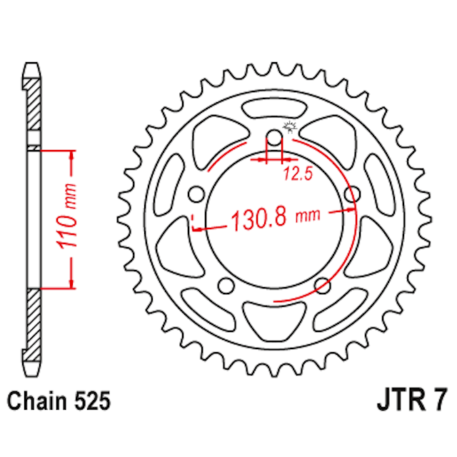 Corona de Acero 44 Dientes JTR7 JT Sprockets JTR7.44