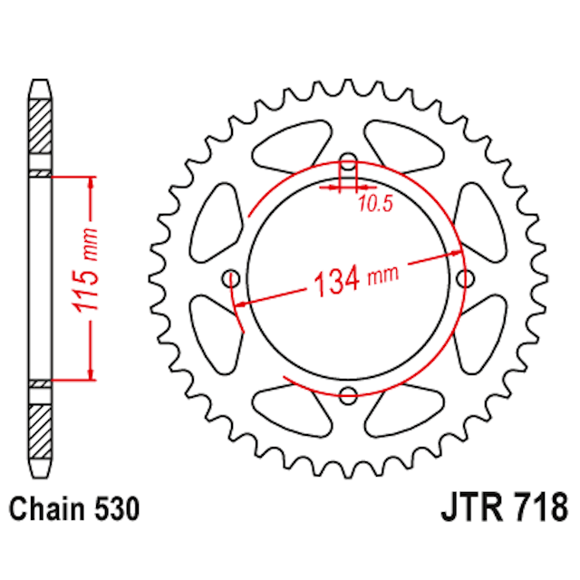 Corona de Acero 44 Dientes JTR718 JT Sprockets JTR718.44