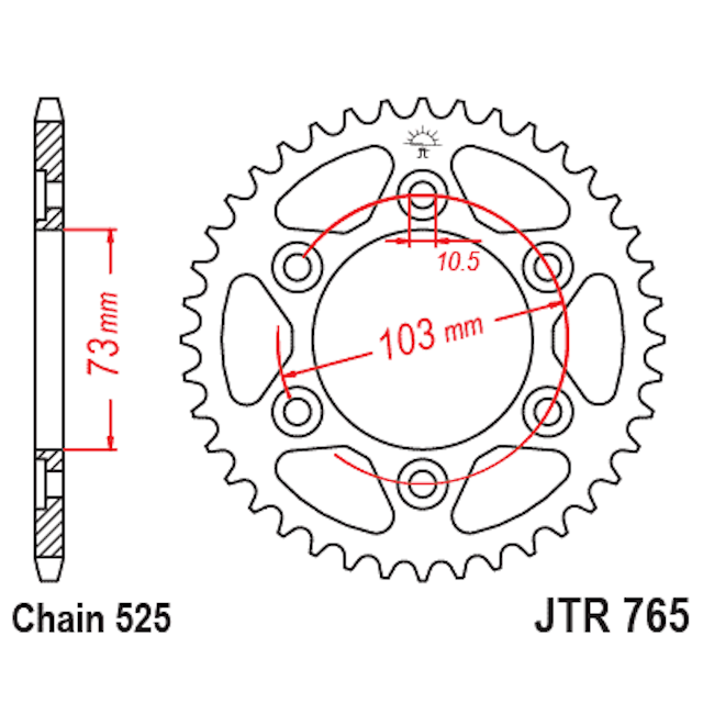 Corona de Acero 43 Dientes JTR765 JT Sprockets JTR765.43