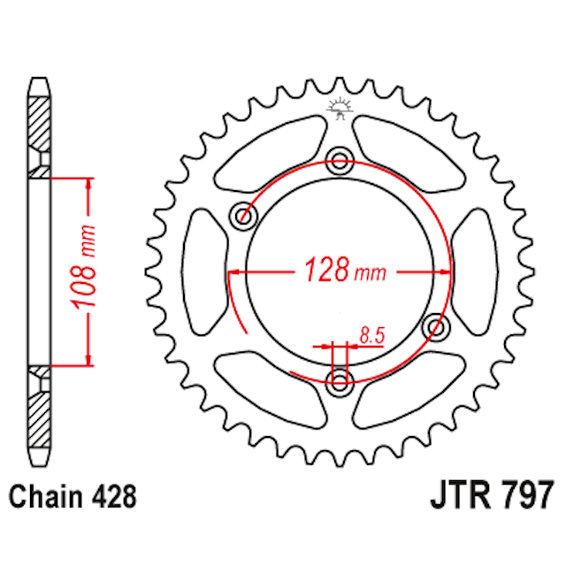 Corona de Acero 57 Dientes JTR797 JT Sprockets JTR797.57
