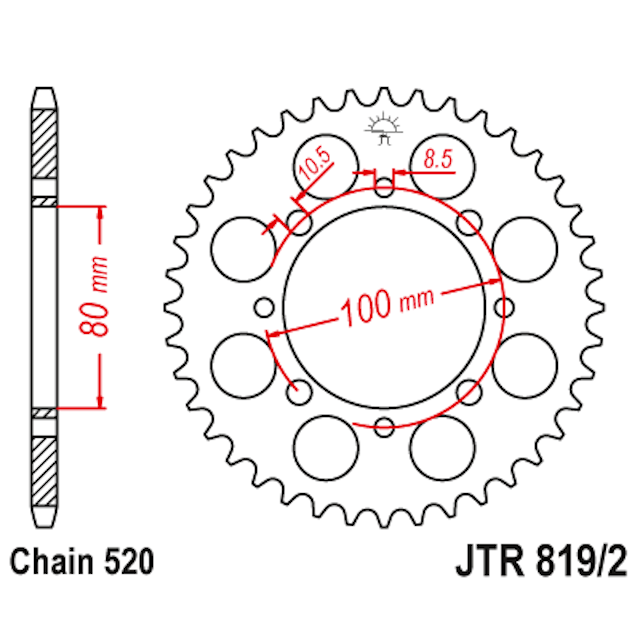 Corona de Acero 41 Dientes JTR819/2 JT Sprockets JTR819/2.41
