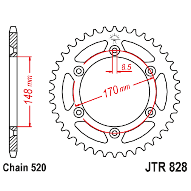 Corona de Acero 48 Dientes JTR828 JT Sprockets JTR828.48