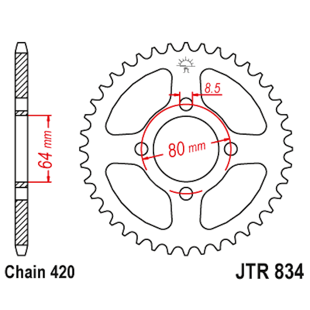 Rear sprocket Steel 30 Teeth JTR834 JT Sprockets
