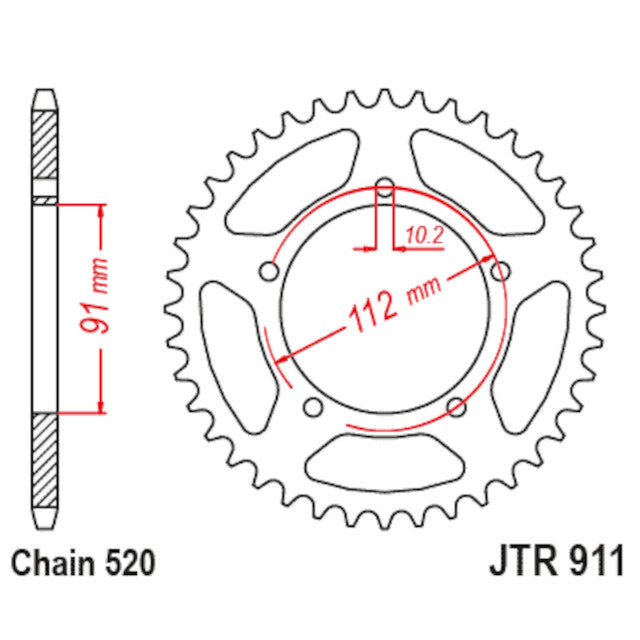 Rear sprocket for transmission Zontes 125 21-23 Z46 520 pitch JT Sprockets