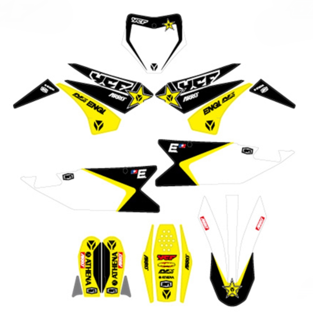 Kit de adhesivos racing YCF bigy 2022 Amarillo/Negro KDBIGY-AFT22-BK