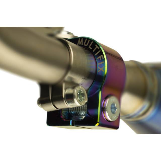 Col de pot d’échappement titane bleu KRM Derbi 96-100cc et 100cc FL