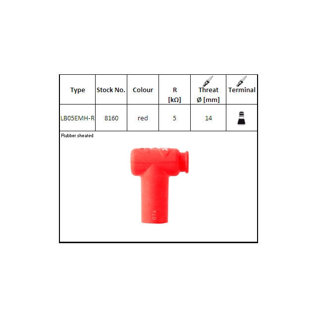 Pipa de bujía NGK silicona (roja) LB05EMH-R 90º