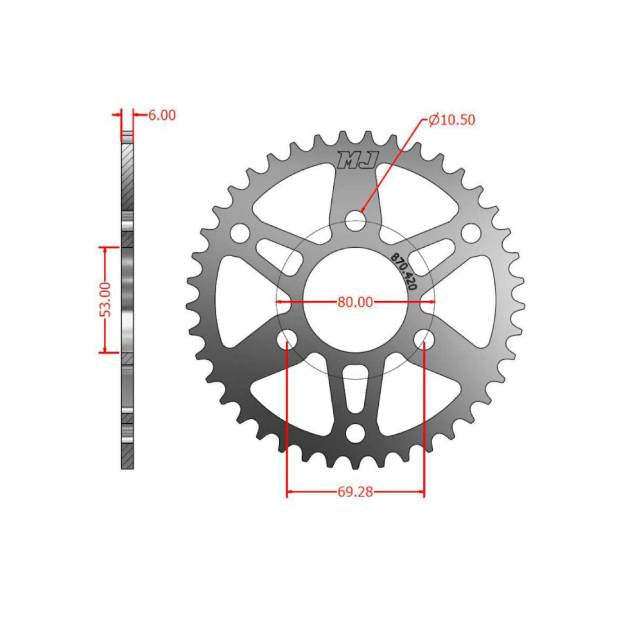 Corona llantas VMC 3 agujeros Pitbike paso 420 MJ Corse