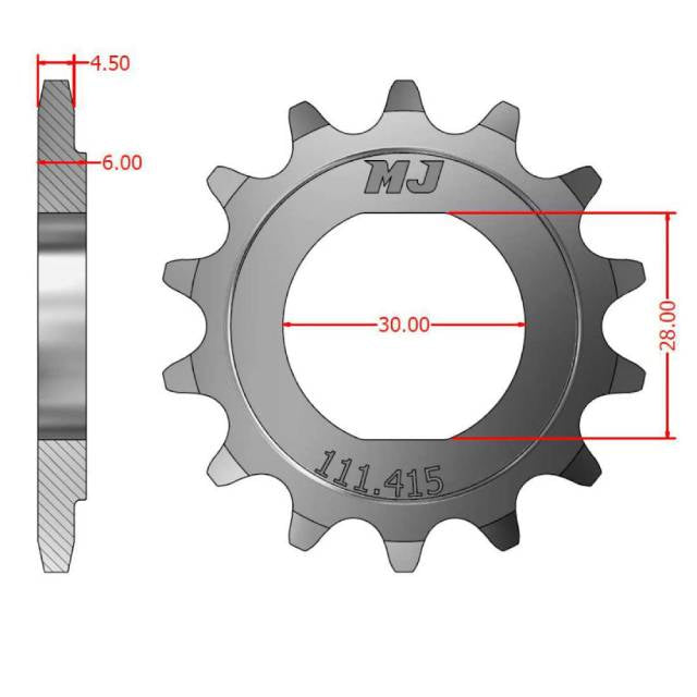 Pinhão de ataque passo 415 Derbi Variant Start MJ Corse
